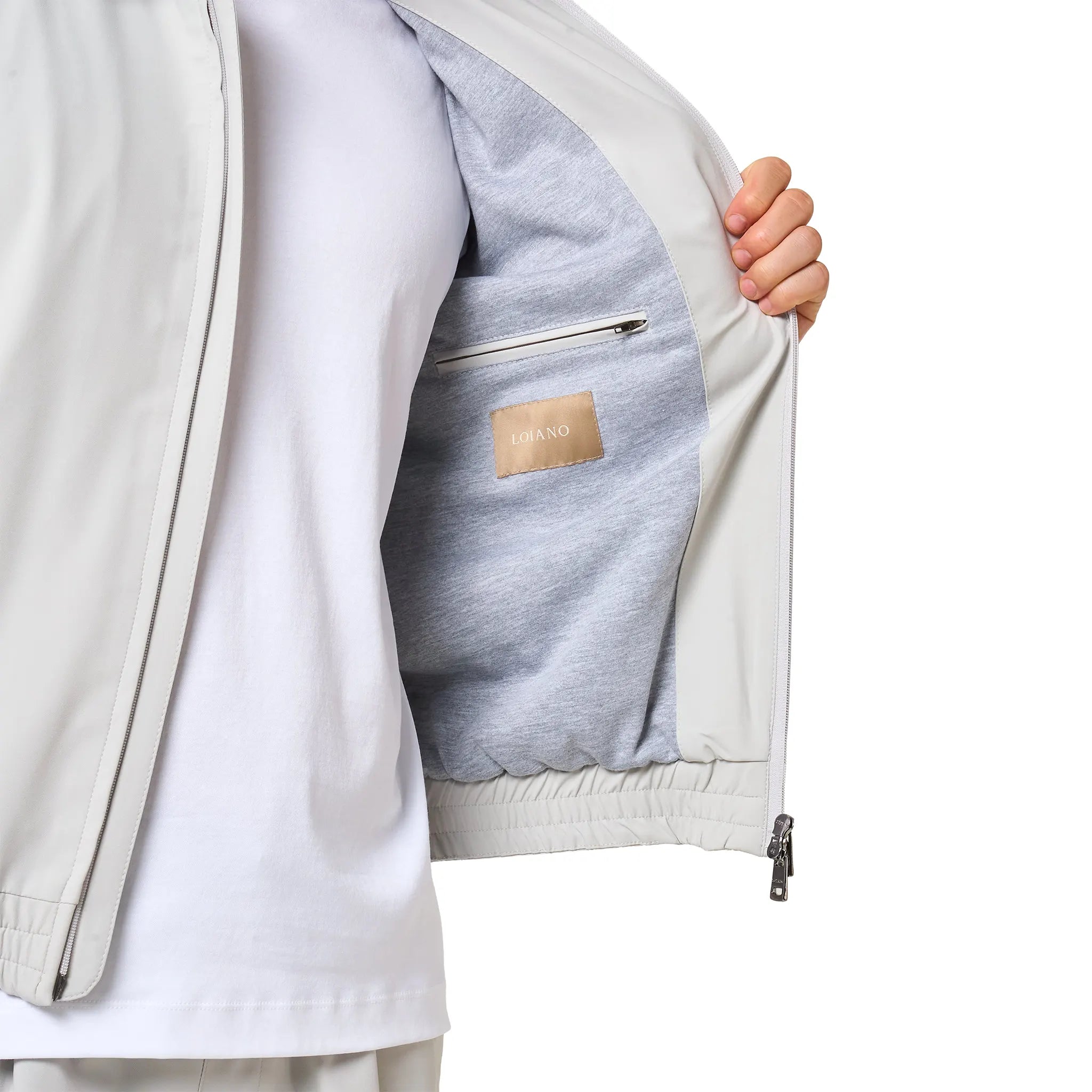 Detailed View of Loiano Tech Light Grey Jacket